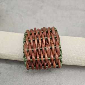 Juego de servilleteros de ratán de resina verde hechos a mano, decoración de mesa para fiesta de boda, accesorios de comedor Vintage - Product Image 3