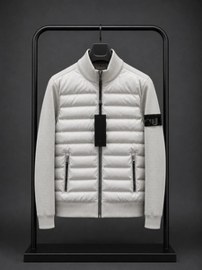 Blouson matelassé hybride de luxe pour homme, d'hiver, style bomber, thermique, à col zippé, décontracté, imperméable, pour l'extérieur, finition teintée - Product Image 4