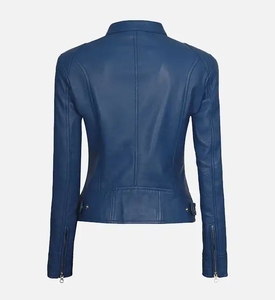 Elegante chaqueta de cuero de piel de oveja para mujer Costura de calidad Bajo MOQ OEM/ODM Compatible con prendas de vestir exteriores con material de relleno de algodón - Product Image 5