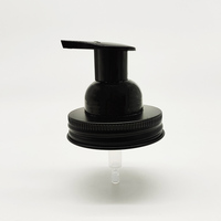 Couvercle de pot Mason noir personnalisé en acier inoxydable de 70 MM avec distributeur de pompe à mousse en plastique noir en Stock