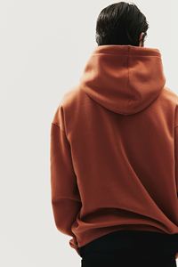 Sudadera de manga larga de algodón 100% de alta calidad para hombre, sudadera personalizable OEM ODM Loose Fit con bolsillo de canguro para Rust Orange Wint - Product Image 3