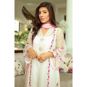 Pearl Essence Embroidered <b>Chiffon</b> Shirt Dupatta Pants Set - Product Image 2