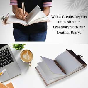 Handmade Genuine Leather Journal 7x5 Inches Star Embossed Unlined <b>Diary</b> with Antique <b>Lock</b> - Product Image 3