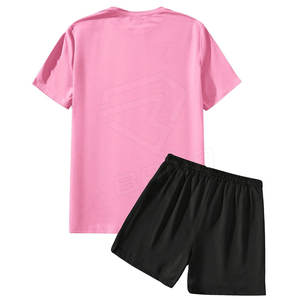 Conjunto de pantalones cortos informales de talla grande para hombre, ropa de calle de manga corta transpirable, con logotipo personalizado, diseño sólido de Pakistán - Product Image 2