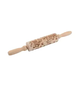 wooden rolling with designs embossed roller baking roller with prints christmas theme rolling pin cookie rolling pin pastry