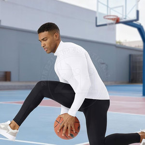 Chemises de compression respirantes et légères pour hommes, taille plus, manches longues, ajustées, avec fermeture éclair 1/4, pour la pratique de la remise en forme en plein air - Product Image 5