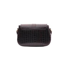 Bolso de PU con Patrón de Cocodrilo en Relieve, Color Negro - Product Image 4