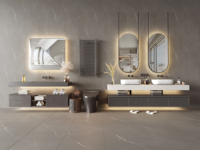 Meuble mural moderne de haute qualité en contreplaqué pour salle de bain, armoire suspendue avec miroir éclairé
