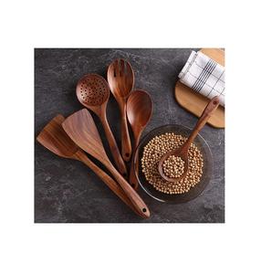 Utensilios de cocina de madera de acacia Cucharas de cocina de madera Juego de 2 utensilios de cocina Cocina - Product Image 2