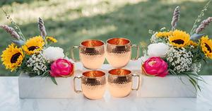<b>Set</b> of 4 Pure Copper Hammered Moscow Mule <b>Mug</b> with Brass Handle <b>Mugs</b> for Water, 16 Ounce. - Product Image 4