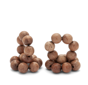 Servilletero con cuentas de madera, soporte para servilleteros con diseño de cuentas de madera con estampado blanco para decorar fiestas - Product Image 2