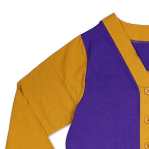 Cardigans en coton 100% violet or, broderie, boutons, mode, sororités, fraternités universitaires, pulls décontractés à poche latérale unie - Product Image 2
