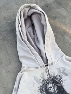 Custom French Terry ZIP up Hoodie Good Quality Puff Print Hoodie <b>Y2K</b> Cropped Pink Hoodies and Sweatshirts - Product Image 5