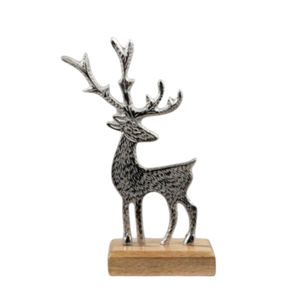 Escultura de Reno de Navidad hecha a mano, Base de madera, de Metal Material, escultura decorativa de mesa para boda, decoración del hogar, en venta - Product Image 2