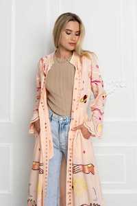 Kimono largo bordado para mujer, ropa de playa tejida con flores y bolsillo, ropa holgada hasta el suelo - Product Image 5