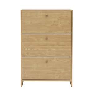 Armoire à chaussures Sisco en chêne massif scandinave à 3 tiroirs pour la maison, salon - Product Image 3