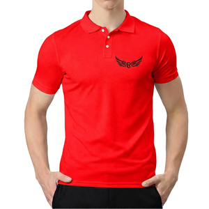 Wholesale <b>Red</b> Half Sleeve Men's for <b>Polo</b> T-<b>Shirts</b> High Quality 100% Cotton Embroidered Technique Breathable Knitted Plain Solid - Product Image 5