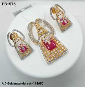 CONJUNTO DE COLGANTE DE DIAMANTE americano COLGANTE AMERICANO TRADICIONAL Y CONJUNTO DE COLGANTE CLÁSICO CHAPADO EN PLATA PARA MUJER Y NIÑA Y CONJUNTO DE JOYERÍA - Product Image 3