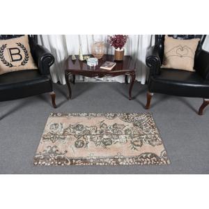 พรมวินเทจขนาดเล็ก 2.3x4.1 ฟุต (71x124 ซม.) พรมสีน้ำตาลสไตล์ตุรกีตะวันตกเฉียงใต้ - Product Image 2