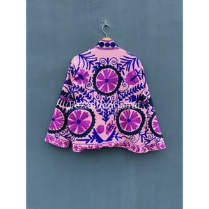 Unisex Autumn/Winter Party Wear Coat <b>Velvet</b> Fabric Suzani <b>Jacket</b> Floral Embroidery Stand Collar Cotton Lining Knitted for Men - Product Image 5