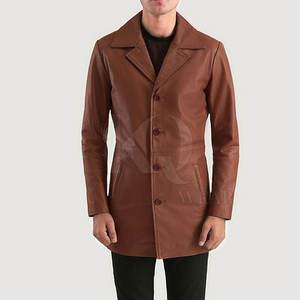 Gabardina Clásica de Cuero para Hombre, Estilo Largo y Elegante, Material Cómodo y Duradero, Ideal para Atuendos de Invierno y Vestimenta Formal - Product Image 5