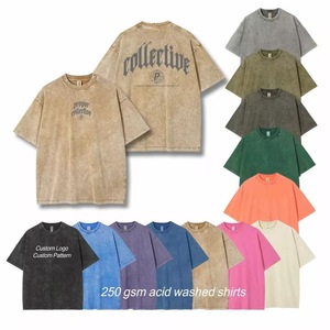 OEM retro 100% algodón pesado hombres camiseta de gran tamaño piedra ácido lavado vintage diseño personalizado - Product Image 1