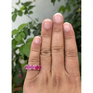 <b>Ruby</b> <b>Eternity</b> Band <b>Ring</b> 925 Sterling Silver Handmade Gemstone Band <b>Ring</b> Wholesale Jewelry Supplier - Product Image 4