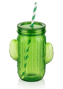 Afossa 450ml Eco-Friendly SAN Green Modern Cactus Shaped <b>Cup</b> <b>with</b> <b>Straw</b> for Kids & <b>Adults</b> Smoothies Juices Water - Product Image 6