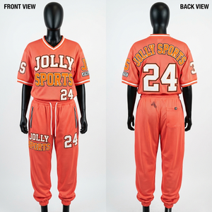 Womens 220 GSM Poly <b>Mesh</b> Jersey Pant <b>Set</b> Coral Orange Tackle Twill Print Custom Logo Sportswear Women's <b>Sets</b> - Product Image 1
