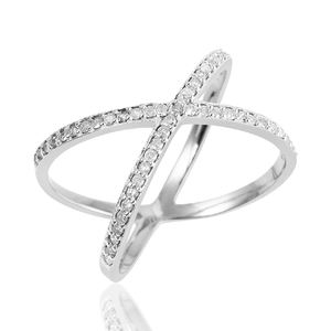 925 plata esterlina moda pequeña eternidad banda circón cuerda trenzada con piedra CZ blanca anillo de joyería de boda Simple para mujer - Product Image 1