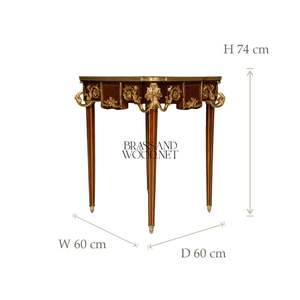 Mesa Auxiliar Cuadrada de Lujo con Incrustaciones Florales y Adornos de Latón Dorado para Decoración Clásica de Sala de Estar - Product Image 4