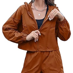 New Women Casual <b>Green</b> Windbreaker Tracksuit Set 2 Piece Windproof Zip Hooded Crop <b>Top</b> Short Windbreak - Product Image 4