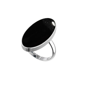 Anillo de compromiso Unisex de Plata de Ley 925 Ajuste de bisel Shungite Pera y formas ovaladas Anillo de energía positiva de estilo clásico - Product Image 3