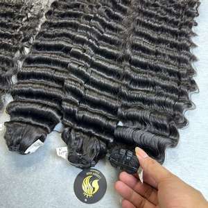 Venta caliente 100% cabello humano crudo de Vietnam paquetes de ondas profundas cutícula alineada Super doble extremos dibujados Grado Superior - Product Image 2