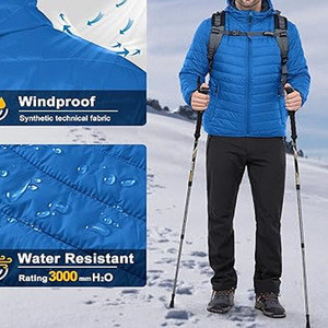 Vestes matelassées pour hommes, fermeture éclair, col montant, vestes d'hiver rembourrées, chaudes et épaisses - Product Image 4