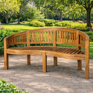 High Quality Jay Banana <b>Bench</b> Standard Natural Teak <b>Wood</b> Water Resistant Modern Garden <b>Bench</b> Elegant Curved <b>Outdoor</b> Patio - Product Image 4