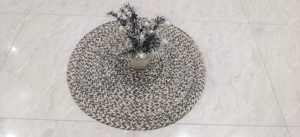 Handwoven Round <b>Jute</b> <b>Rug</b> Gray And Beige With Zigzag Pattern Eco-Friendly Natural Fiber <b>Rug</b> Perfect For Modern Home Decor - Product Image 6