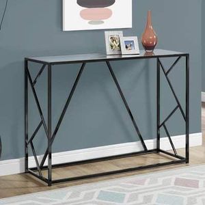 Table console moderne en métal avec dessus en verre, parfaite pour le salon élégant et la décoration élégante de l'entrée - Product Image 1