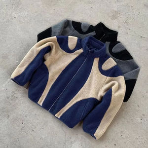 Custom Made 2026 New Design High Quality Custom Winter <b>Sherpa</b> Outfit Heavyweight Patchwork Fleece Zip-Up Jacket for Unisex - Product Image 1
