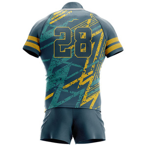 Uniforme de rugby à manches courtes pour hommes nouveau style 100% ensembles respirants en polyester logo personnalisé imperméable antibactérien - Product Image 2