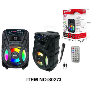 Altavoz Bluetooth Portátil Himso de 8 Pulgadas con Iluminación LED RGB, Micrófono y Control Remoto para Fiestas al Aire Libre, con Batería - Product Image 1