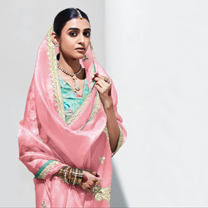 <b>Designer</b> Women's High Quality Silk Saree Soft Glass Tissue Embroidered Border Modern Traditional Style Party Wear Indian 5.50 - Product Image 1