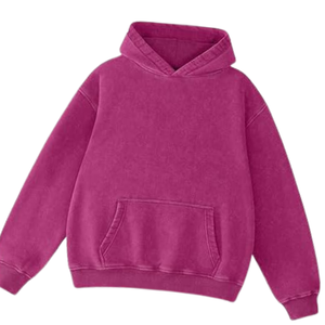 Magenta Pink Acid Washed <b>Hoodie</b> Oversized Pullover Vintage Soft Fleece Streetwear Sweatshirt Winter Fashion For <b>Men</b> Women - Product Image 2