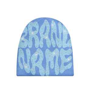 2025 personnalisé Y2K gothique Jacquard Beanie All-Over impression Logo hiver bonnet en tricot haute qualité conception sans manchette pour voyage bas quantité minimale de commande - Product Image 2