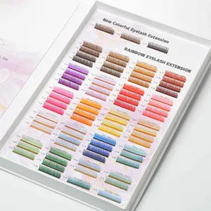 Jaunty Sky Hand Made Synthetic Colorful OEM ODM Private Label Lash Extensions Korean PBT Fiber Various Colors Lashes Trays