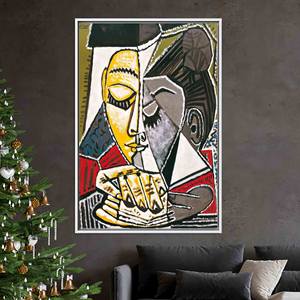 Printed Canvas Artwork: Picasso 'Tete Dune Femme Lisant' Boho Decor,WHITE <b>FRAMED</b> CANVAS - Product Image 1