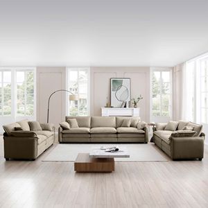 Juego de Sofás Modernos de 3 Piezas para Sala de Estar, Dos Sofás de 2 Plazas y Uno de 3 Plazas, Asientos Profundos, Tapicería Personalizable - Product Image 1