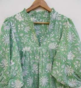 2024 meilleure vente luxueux main bloc imprimé soie longue maxi robe pour les femmes tenue décontractée robe pour l'exportation mondiale de l'Inde - Product Image 4