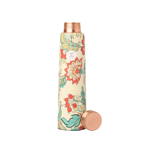 Unisex Stylish 500ml Copper <b>Bottle</b> with Floral Design ODM Model Metal Drinkware for Fitness Wholesale Supply in India - Product Image 1