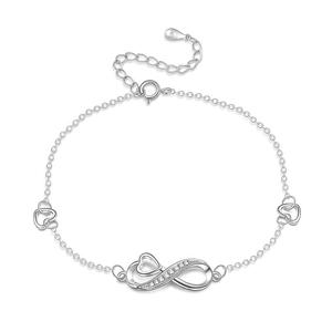 Jeulia Women's <b>Infinity</b> Matched Heart Fine Charm <b>Bracelet</b> Adjustable - Product Image 1